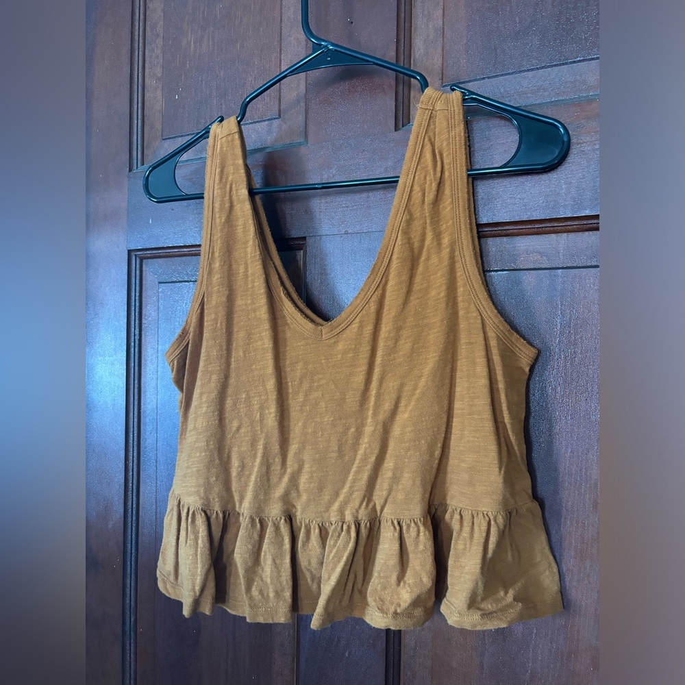 rust peplum tank top